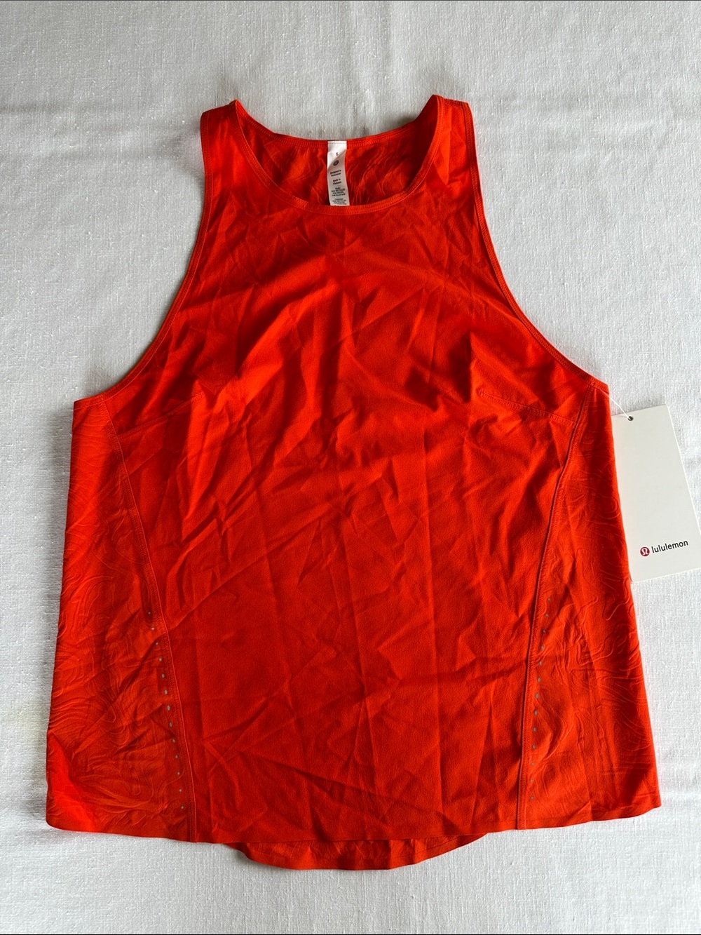 Lululemon Lightweight Stretch Running Tank Top Airflow Emboss Solar Orange 6 NWT